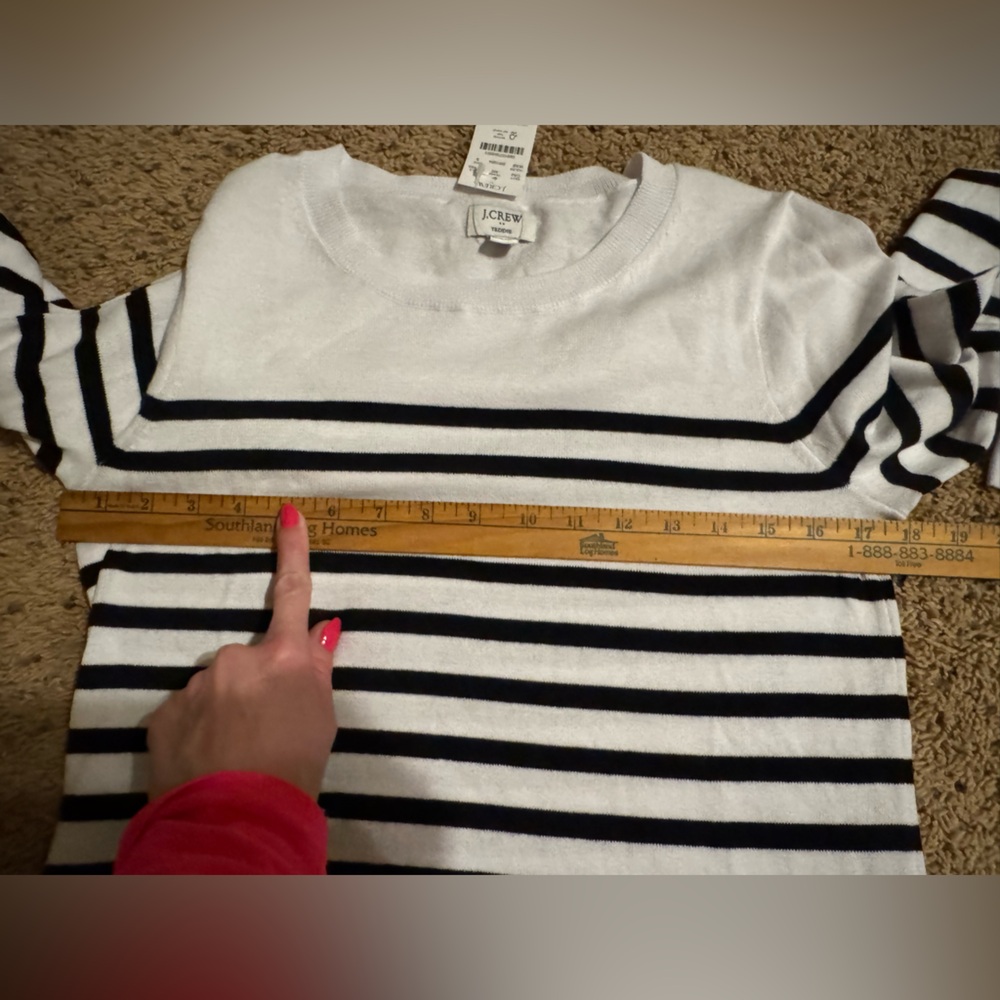 NWT J.Crew Striped Cotton Sweater – White & Black – Size Small - Picture 5 of 7
